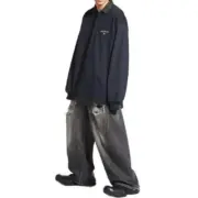 【預售】巴黎 BLC 25SS logo刺繡 拼接格紋素色簡約 Polo衫 長袖T恤：圖片 3