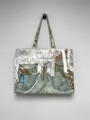 【現貨】【福利回饋】Acne Studios 25SS 蕾絲珍珠鍊條3D印花 托特包手提包單肩包：圖片 8