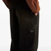 【預售】PRA 24FW 素色簡約 三角標小logo 水洗黑棕色 牛仔褲工裝褲長褲 絲光長絨棉：圖片 5