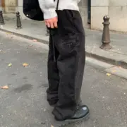 【預售】PRA 24FW 素色簡約 三角標小logo 水洗黑棕色 牛仔褲工裝褲長褲 絲光長絨棉：圖片 7