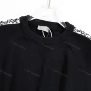 D1OR 21FW 側邊經典老花織帶拼接 圓領毛衣衛衣大學T長袖 針織：圖片 10