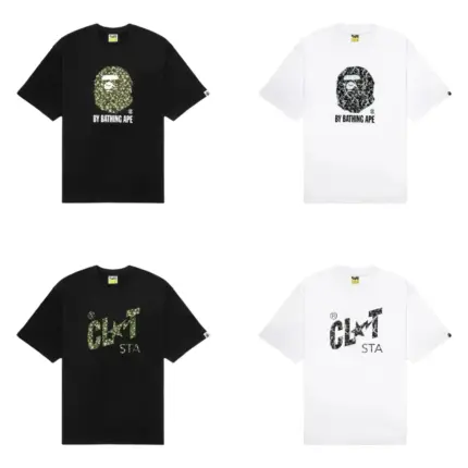 【預售】A bathing ape BAPE x CLOT 25SS 經典聯名 迷彩字母猿人荊棘印花 短袖T恤