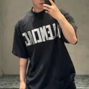 【現貨】巴黎 BLC 24SS 秀款 膠帶 繃帶logo 水洗做舊 破壞 短袖T恤 黑色：圖片 3