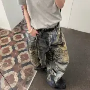 【現貨】Acne Studios 25SS 破洞撕裂錯覺噴墨baggy 3D印花 直筒牛仔褲長褲工裝褲 2023M：圖片 4