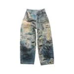 【現貨】Acne Studios 25SS 破洞撕裂錯覺噴墨baggy 3D印花 直筒牛仔褲長褲工裝褲 2023M