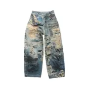 【現貨】Acne Studios 25SS 破洞撕裂錯覺噴墨baggy 3D印花 直筒牛仔褲長褲工裝褲 2023M