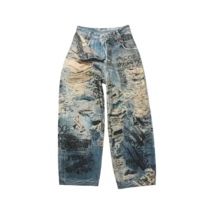 【現貨】Acne Studios 25SS 破洞撕裂錯覺噴墨baggy 3D印花 直筒牛仔褲長褲工裝褲 2023M