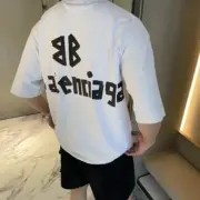 巴黎 BLC 24SS 秀款 膠帶 繃帶logo 水洗做舊 破壞 短袖T恤 石灰白：圖片 3