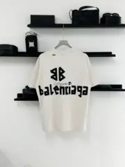 巴黎 BLC 24SS 秀款 膠帶 繃帶logo 水洗做舊 破壞 短袖T恤 石灰白：圖片 8