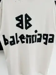 巴黎 BLC 24SS 秀款 膠帶 繃帶logo 水洗做舊 破壞 短袖T恤 石灰白：圖片 10