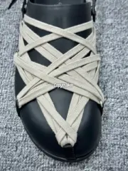 【預售】Rick Owens RO Megalace 主線 交叉綁帶 頭層牛皮包頭鞋穆勒鞋懶人鞋休閒鞋拖鞋半拖：圖片 6