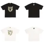 【預售】Human Made x KAWS 25ss 胸前猿人迷彩印花 竹節棉 圓筒短袖T恤 黑/白