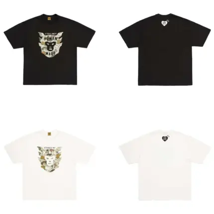【預售】Human Made x KAWS 25ss 胸前猿人迷彩印花 竹節棉 圓筒短袖T恤 黑/白