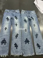 【現貨】CHROME HEARTS x Levi’s 克羅心 洛杉磯限定 星空拼皮十字架 皮標 牛仔褲直筒褲長褲：圖片 2