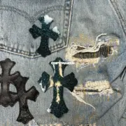 【現貨】CHROME HEARTS x Levi’s 克羅心 洛杉磯限定 星空拼皮十字架 皮標 牛仔褲直筒褲長褲：圖片 6