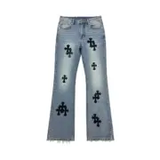 【現貨】CHROME HEARTS x Levi’s 克羅心 洛杉磯限定 星空拼皮十字架 皮標 牛仔褲直筒褲長褲