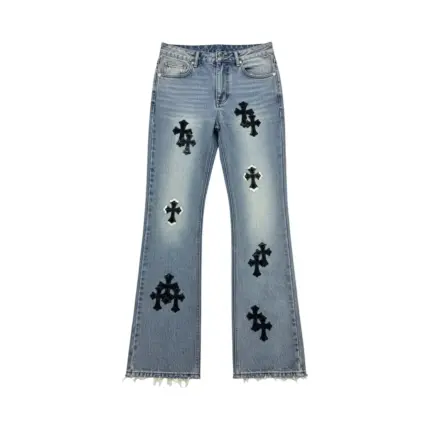 【現貨】CHROME HEARTS x Levi’s 克羅心 洛杉磯限定 星空拼皮十字架 皮標 牛仔褲直筒褲長褲