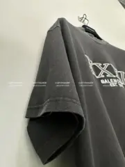 巴黎 BLC 22FW XXXL 水洗 蠟染 褪色 刺繡 短袖T恤 3XL：圖片 11