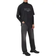 巴黎 BLC 22FW XXXL 水洗 蠟染 褪色 刺繡 短袖T恤 3XL：圖片 4