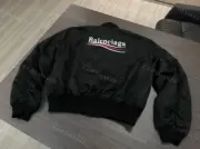 巴黎 BLC 23FW 可樂波浪經典logo 尼龍鋪棉 飛行夾克外套 廓型 MA-1：圖片 14