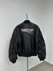 巴黎 BLC 23FW 可樂波浪經典logo 尼龍鋪棉 飛行夾克外套 廓型 MA-1：圖片 16