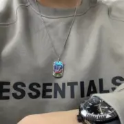 1V 20SS Monogram Logo 吊牌 鐵牌 花紋 項鍊 吊墜：圖片 4