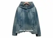 巴黎 BLC 22FW 水洗 牛仔 單寧 連帽套頭外套 夾克 衛衣 衝鋒衣 杰倫同款：圖片 8