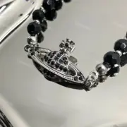 【現貨】Viv1enne Westwood Messaline 黑瑪瑙星球浮雕 土星手鍊手環：圖片 6