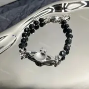 【現貨】Viv1enne Westwood Messaline 黑瑪瑙星球浮雕 土星手鍊手環：圖片 7