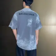 【預售】巴黎 BLC 23SS 胸口刺繡 背後大logo 重工破壞潑墨水洗 短袖T恤 水洗灰：圖片 5