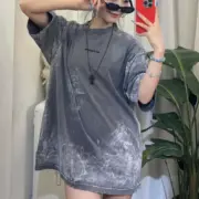 【預售】巴黎 BLC 23SS 胸口刺繡 背後大logo 重工破壞潑墨水洗 短袖T恤 水洗灰：圖片 6