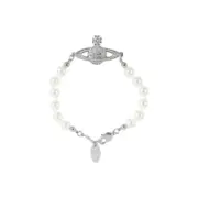 【現貨】Viv1enne Westwood Lucrece 帶鑽星球浮雕別針 珍珠手鍊手環 黃銅