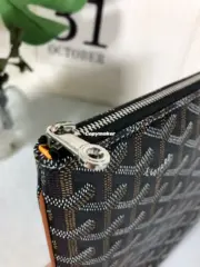 【預售】GOYAD SENAT Y字老花滿版logo 經典 手拿包公事包小包 帆布拼牛皮 棕黑色：圖片 7