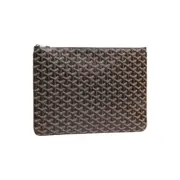 【預售】GOYAD SENAT Y字老花滿版logo 經典 手拿包公事包小包 帆布拼牛皮 棕黑色：圖片 2