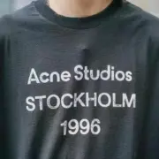 【預售】Acne Studios 25SS 水洗做舊經典logo 素面簡約 圓領純棉短袖T恤 褪色黑：圖片 5
