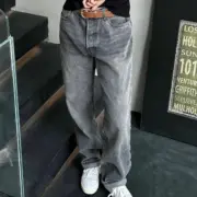 PRA 24SS 素色簡約 三角標小logo 水洗黑灰色 牛仔褲工裝褲長褲 賽絡紡面料：圖片 4