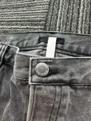 PRA 24SS 素色簡約 三角標小logo 水洗黑灰色 牛仔褲工裝褲長褲 賽絡紡面料：圖片 9