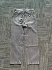 PRA 24SS 素色簡約 三角標小logo 水洗黑灰色 牛仔褲工裝褲長褲 賽絡紡面料：圖片 12