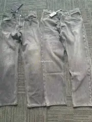 PRA 24SS 素色簡約 三角標小logo 水洗黑灰色 牛仔褲工裝褲長褲 賽絡紡面料：圖片 17