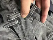 PRA 24SS 素色簡約 三角標小logo 水洗黑灰色 牛仔褲工裝褲長褲 賽絡紡面料：圖片 21