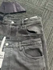 PRA 24SS 素色簡約 三角標小logo 水洗黑灰色 牛仔褲工裝褲長褲 賽絡紡面料：圖片 23