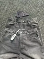 PRA 24SS 素色簡約 三角標小logo 水洗黑灰色 牛仔褲工裝褲長褲 賽絡紡面料：圖片 24