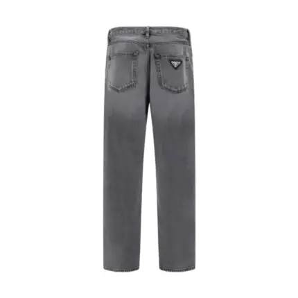 PRA 24SS 素色簡約 三角標小logo 水洗黑灰色 牛仔褲工裝褲長褲 賽絡紡面料
