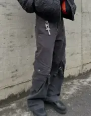 【現貨】Acne Studios 24ss 復古水洗做舊綁帶多口袋 寬鬆直筒工裝褲長褲：圖片 9