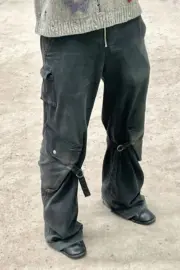 【現貨】Acne Studios 24ss 復古水洗做舊綁帶多口袋 寬鬆直筒工裝褲長褲：圖片 11