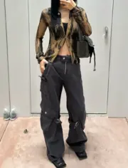 【現貨】Acne Studios 24ss 復古水洗做舊綁帶多口袋 寬鬆直筒工裝褲長褲：圖片 13