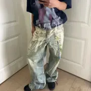 【預售】Acne Studios 25SS 蕾絲珍珠鍊條3D印花 牛仔褲工裝褲 1981M 男女同款：圖片 6