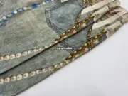 【預售】Acne Studios 25SS 蕾絲珍珠鍊條3D印花 牛仔褲工裝褲 1981M 男女同款：圖片 19