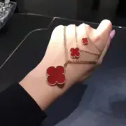 VCA 梵克雅* Alhambra 四葉草 貝母 瑪瑙 孔雀石 雷射 項鍊掛飾 V金：圖片 11