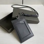 【預售】【雙11新品】BV家 Intrecciato編織 經典款 頭層牛皮 頸掛式證件套 卡片夾 卡套 黑色：圖片 3